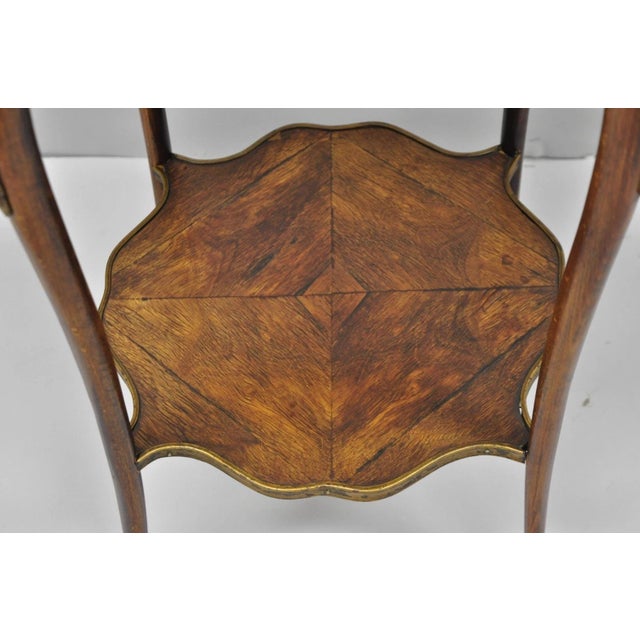 Wood Antique French Louis XV Style Marquetry Inlay Bronze Ormolu Rosewood Side Table For Sale - Image 7 of 16