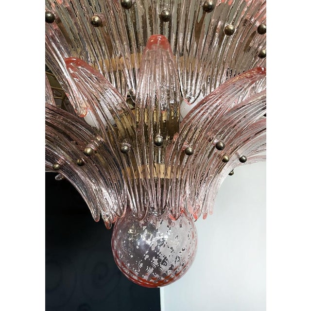 Palmette Ceiling Light with Four Levels and Pink Glasses For Sale - Image 6 of 18