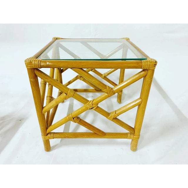 Chippendale Bamboo Rattan Nesting Tables - Set of 3 For Sale - Image 11 of 13