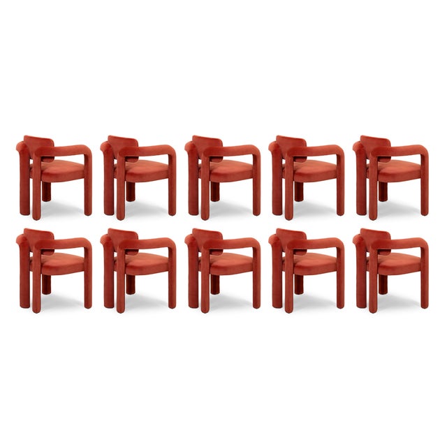 Double Arch Dining Chairs in Crimson Red Cotton Velvet from Insidherland, Set of 10 For Sale - Image 16 of 16