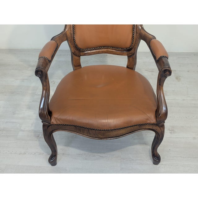 Vintage Chippendale Armchair in Genuine Leather, 1975 For Sale - Image 12 of 14