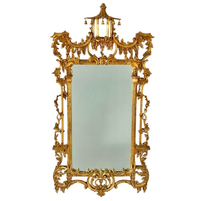 Chinese Chippendale Style Giltwood Mirror For Sale - Image 9 of 9