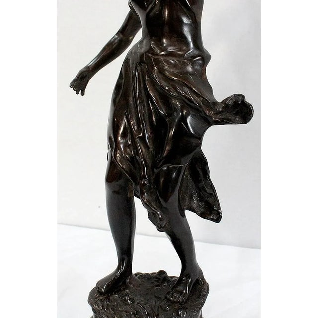 Black Bronze Woman with Torch by Rousseau, Late 19th Century For Sale - Image 8 of 18