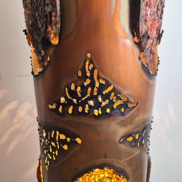 Vintage Brutalist Ceramic Resin and Copper Floor Lamp from Accolay, 1970s For Sale - Image 10 of 16
