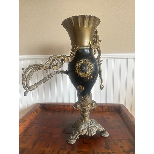 Rococo Antique Bradley and Hubbard Neptune Mantle Vase. For Sale - Image 3 of 5