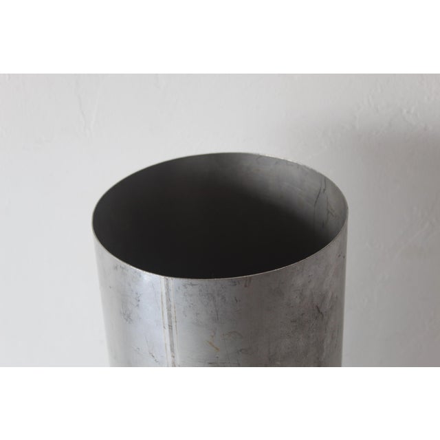 Paul Mayen Style Vintage Industrial Chic Modern Cylindrical Umbrella Stand With Patina Mid Century For Sale - Image 15 of 17