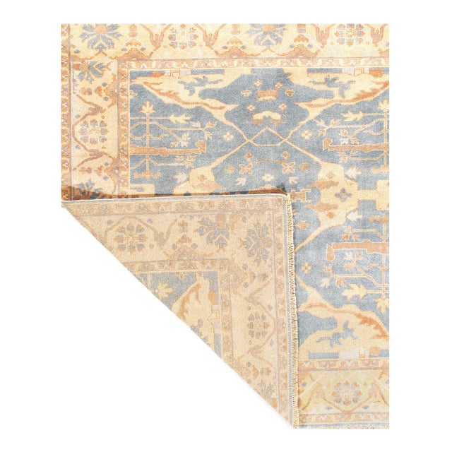 Traditional Light Blue Hand Knotted Oushak Square 8' X 8' For Sale - Image 3 of 9