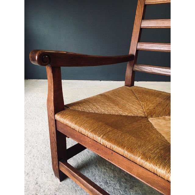 Rustic Oak & Rush Armchair, France, 1930s For Sale - Image 15 of 18