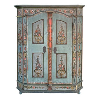 Folk Art Painted Wardrobe in Fir, 1808 For Sale