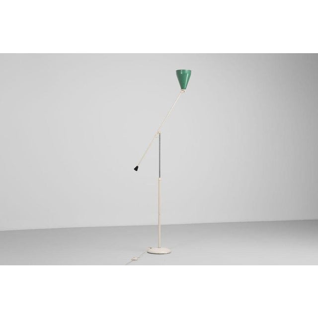 Black Model 6322 Floor Lamp attributed to Wim Rietveld for Gispen, Netherlands, 1955 For Sale - Image 8 of 18