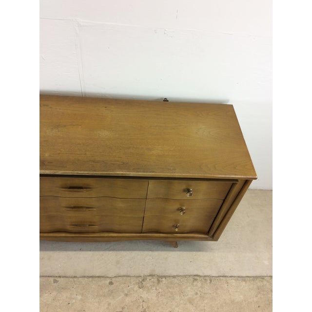 Kent Coffey Mid Century Modern Lowboy Dresser With Brass Hardware For Sale - Image 4 of 12