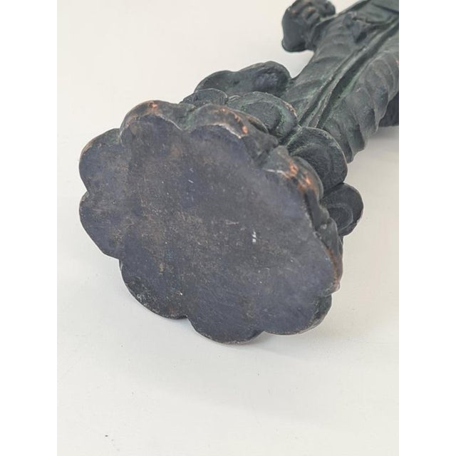 Vintage Southeast Asian Bronze Temple Dancer Sculpture on Lotus Base, 1970s For Sale - Image 10 of 12