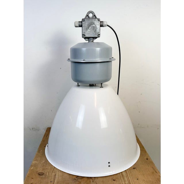 Large Industrial White Enamel Factory Lamp from Elektrosvit, 1990s For Sale - Image 11 of 17
