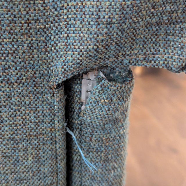 Wood Vintage Comfortable Blue Recliner Lounge Chair With Wooden Legs For Sale - Image 7 of 10