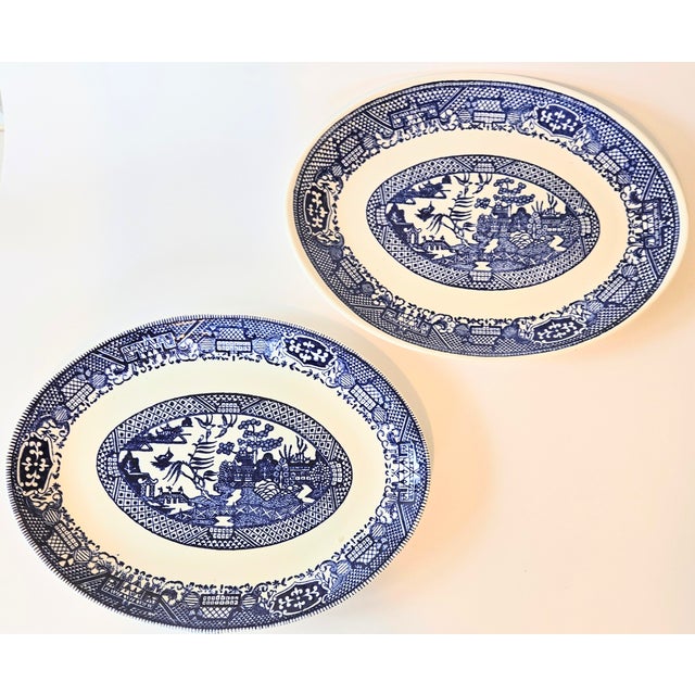 Vintage Flow Blue Willow Ironstone Platters- Set of Two For Sale - Image 9 of 9