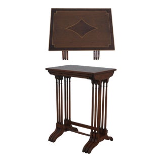High Quality Inlaid Mahogany Nesting Stack Tables For Sale