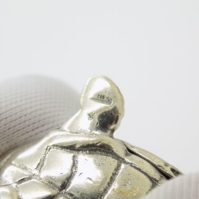 Vintage Italian Handmade Genuine Silver Sea Turtle Caretta Caretta Figurine, 1980s For Sale - Image 9 of 13