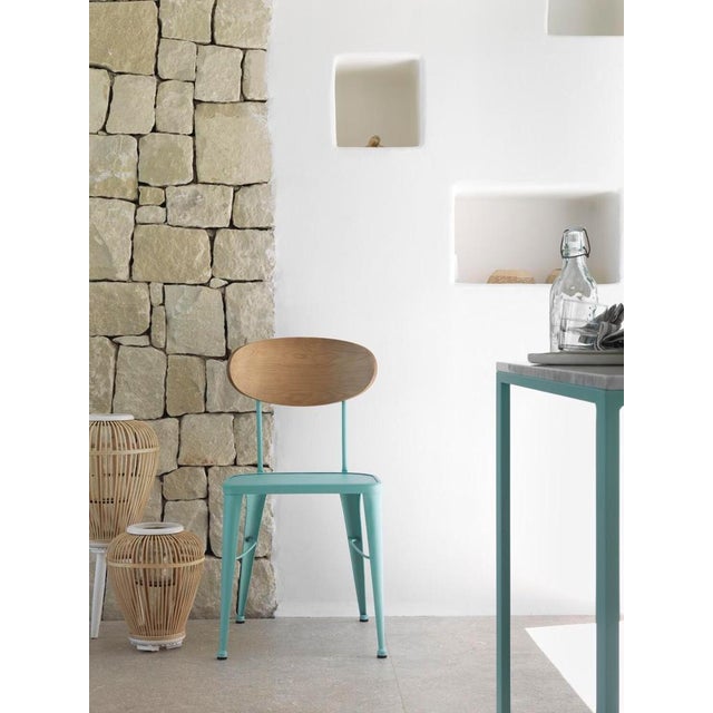 New Chair in Wrought Iron with Wooden Back, Indoor and Outdoor For Sale In Miami - Image 6 of 18