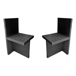 Pair of Sculptural Chairs Carved From Solid Mango Wood Modern Organic For Sale