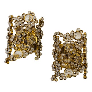 1960s Mid Century Modern Palwa Austrian Crystal Wall Lamps - a Pair For Sale