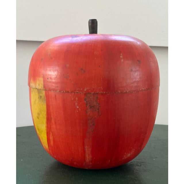 Antique Early 20th Century Paint Decorated Carved Wood Apple Box ...