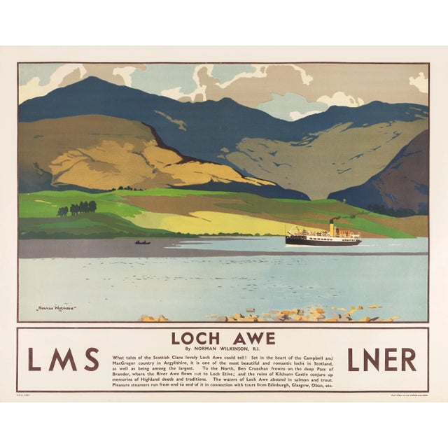 LMS LNER Loch Awe Original Vintage Travel Poster by Norman Wilkinson, 1930s For Sale - Image 4 of 4