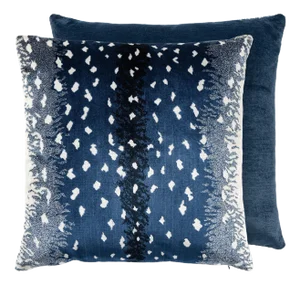 The House of Scalamandré Antelope / Velvet Pillow, Navy Blue, 22 X 22