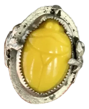 Mid 20th Century Sterling Filigree Scarab Ring, Size 5.25