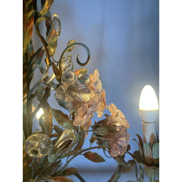 Gold Murano Glass Flowers Chandelier, 1990 For Sale - Image 8 of 15