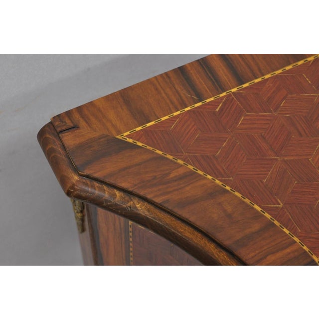 Vintage French Louis XV Style Marquetry Inlay 2 Drawer Nightstand Commode Table For Sale - Image 9 of 16