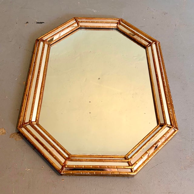 Vintage Hollywood Regency Octagonal Giltwood & Mirrored Wall Mirror, in the Manner of LaBarge For Sale - Image 9 of 12