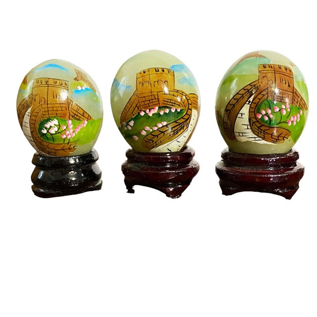 Chinoiseire Soap Stone Set of Ten Decorative Eggs on Stand For Sale - Image 4 of 8