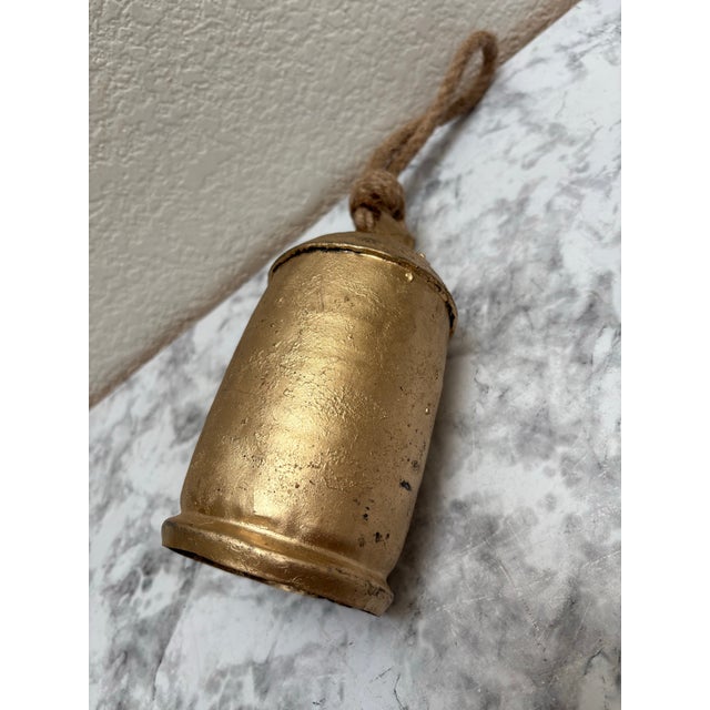Textile Vintage Large Rustic Cowbell With Rope Handle For Sale - Image 7 of 7
