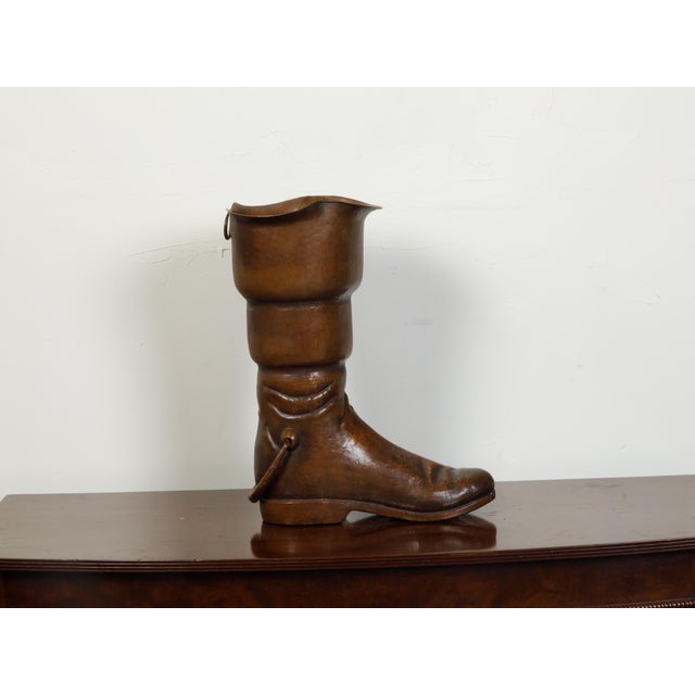 Vintage English Midcentury Copper Umbrella Stand Depicting a Boot For Sale - Image 9 of 12
