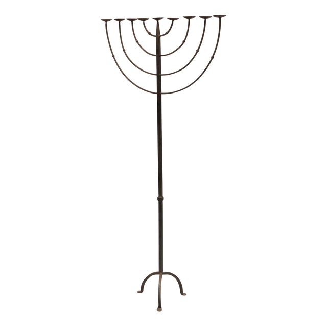 Brutalist Wrought Iron Candleholder, 1960s For Sale