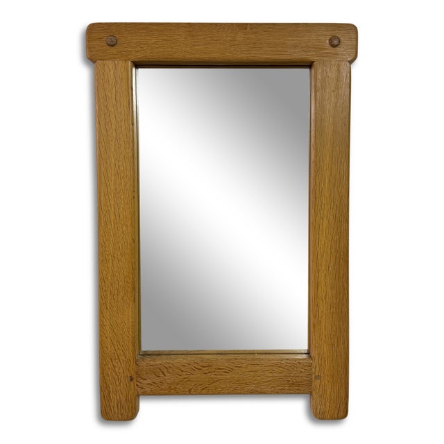 Vintage Brutalist Belgian Oak Mirror, 1970s For Sale - Image 9 of 10