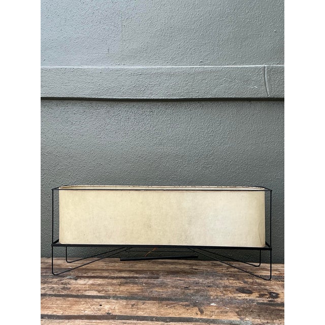 Wood Vintage MCM Long Parchment Table Lamp For Sale - Image 7 of 12