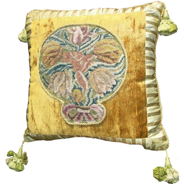 18th Century 18th Century Antique Italian Needlepoint Pillow For Sale - Image 5 of 9