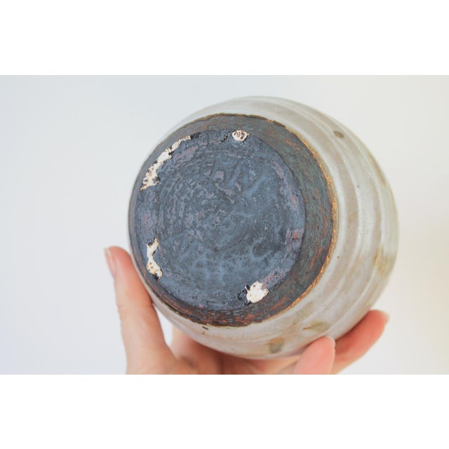 Beige Vintage Beige and Brown Studio Art Pottery Vase For Sale - Image 8 of 8