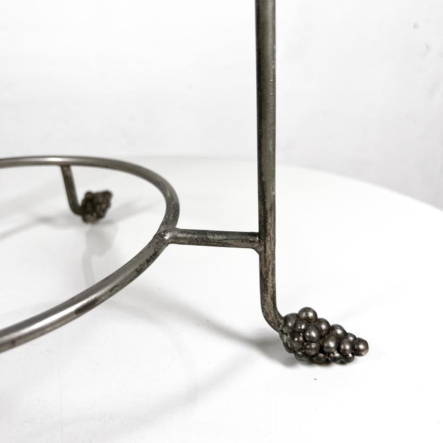 AMBIANIC presents Two-Tiered Metal Serving Stand Dessert Fruit Cheese Grape motif. 14 w x 11 d x 15.5 h Preowned vintage...