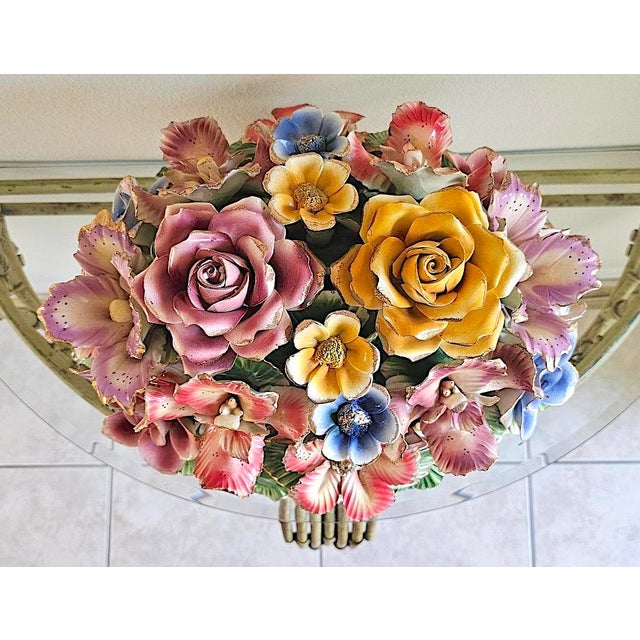 Vintage Italian Capodimonte-Style Porcelain Floral Centerpiece For Sale - Image 16 of 18