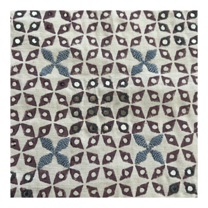 Seemakrish Mahalaxmi Blue and Lilac Embroidered Cotton Fabric With Mirrored Accents- 3 Yards
