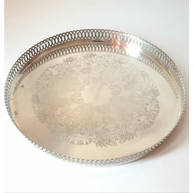 Metal Vintage Silver-Plated Metal Tray, 1960s For Sale - Image 7 of 9