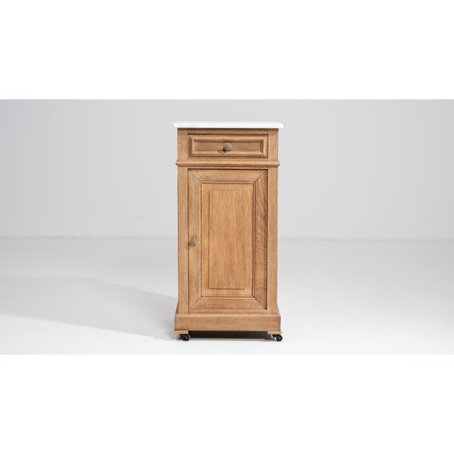 Early 20th Century Oak Marble-Top Side Table On Casters For Sale - Image 13 of 14
