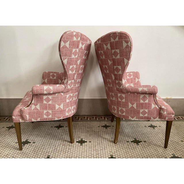Mid-Century Modern Pair of 1960s Fireside Wingback Chairs Upholstered in Fermoie Fabric For Sale - Image 3 of 12