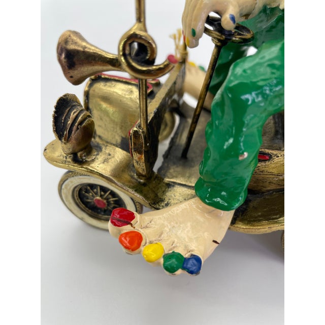 Vintage Ronald A. Lee 24k Gold-Plated Hand-Painted Clown in Wind-Up Car Sculpture, C. 1979–1981 For Sale - Image 14 of 15