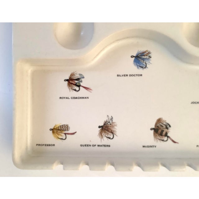 Mid-Century Modern Mid-Century Hyalyn Fly Fishing Motif Porcelain Smoking Tray For Sale - Image 3 of 5