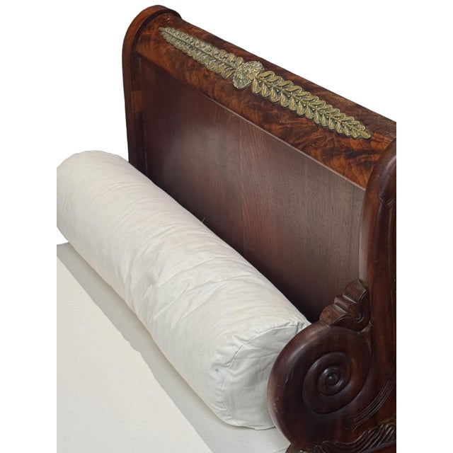 French Empire Gilt Mounted Day Bed or Lit en Bateau Sleigh Bed of Flame Mahogany For Sale - Image 11 of 14