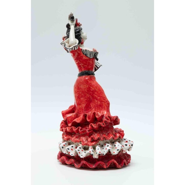 Ceramic Vintage Ceramic Sculpture of Flamenco Dancer from Bottega dell'Arte, Italy, 1960s For Sale - Image 7 of 9