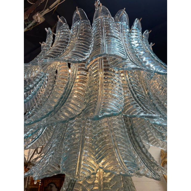 Early 21st Century Modern Murano Glass Aqua Blue Waterfall Chandelier For Sale - Image 5 of 7